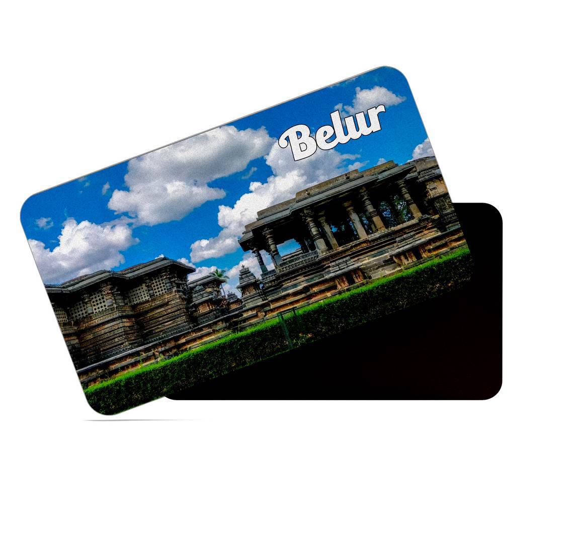 dhcrafts Multicolor Karnataka Belur Design Rectangular Rubber Matte Finish Fridge Magnet / Magnetic Card Pack of 1 (8.6cm x 5.4cm)